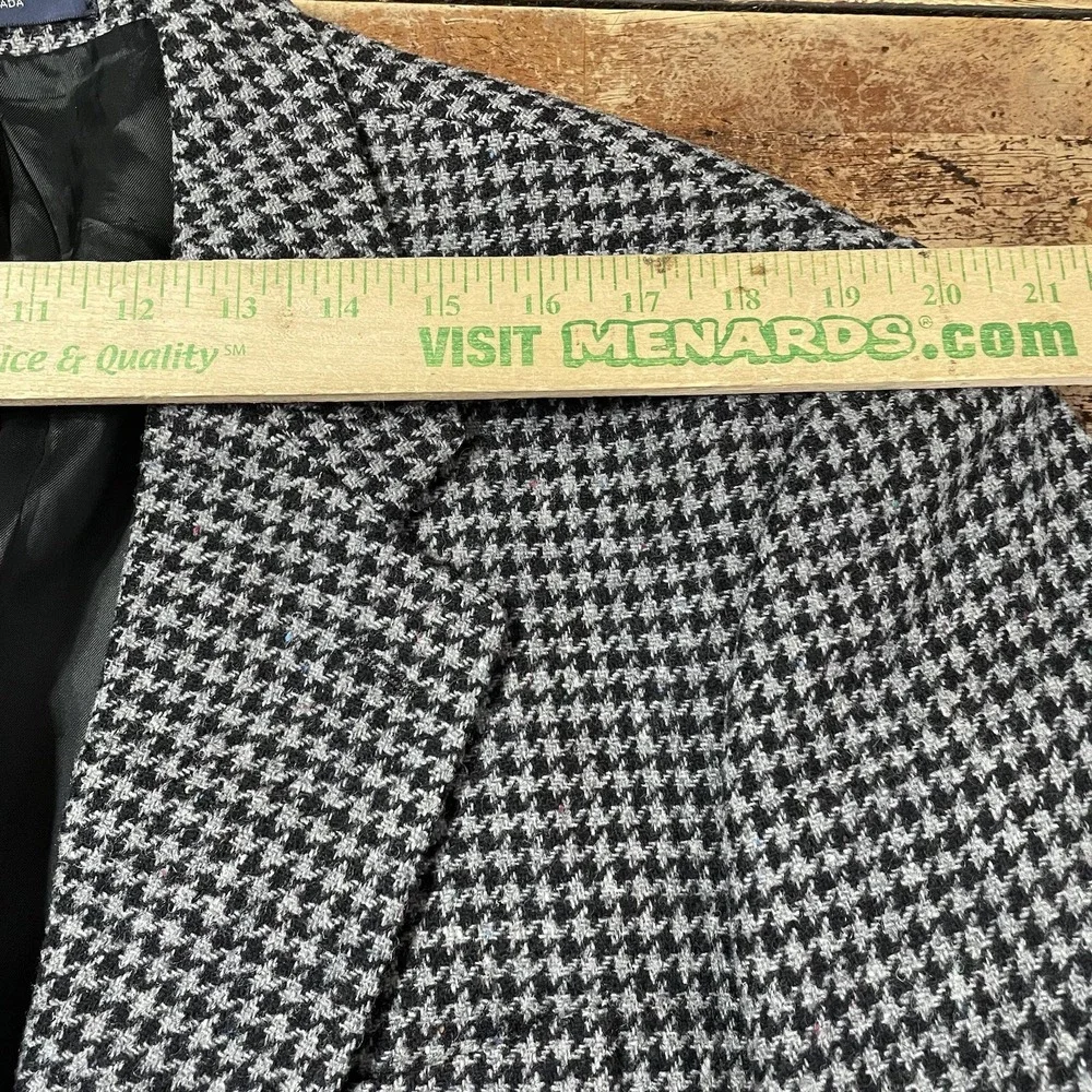 Vintage Chaps Ralph Lauren Gray Houndstooth Wool Blazer Sport Coat Mens 44T Tall